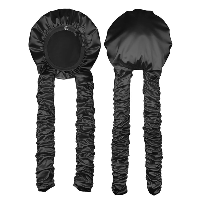 Satin Curly Hair Sleep Cap Women's Long Braid Hair Cap Shower Cap