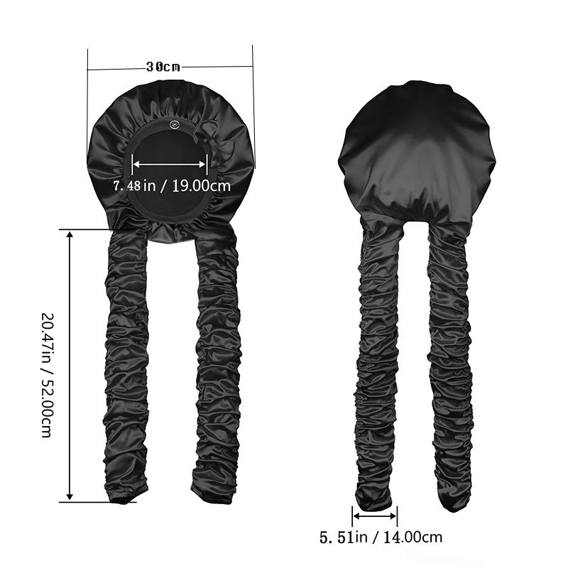 Satin Curly Hair Sleep Cap Women's Long Braid Hair Cap Shower Cap