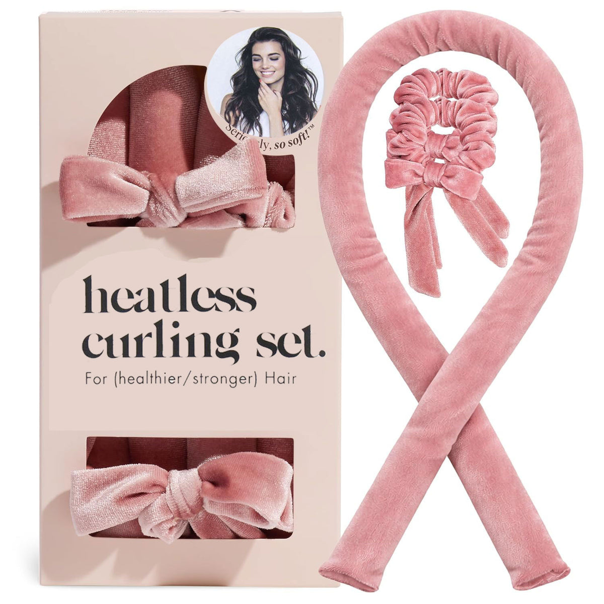 Velvet Heatless Curling Rod with Bowknot Hair Styler