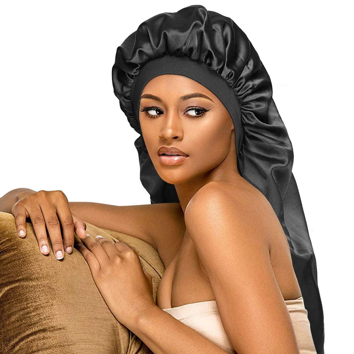 Long Satin Sleep Cap with Tie