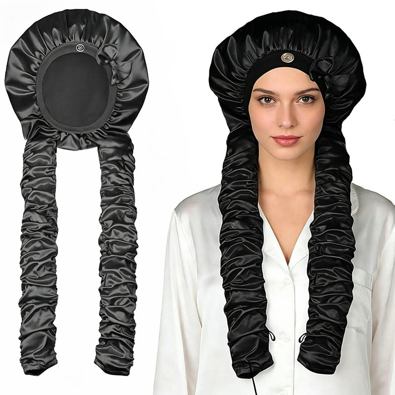 Satin Curly Hair Sleep Cap Women's Long Braid Hair Cap Shower Cap